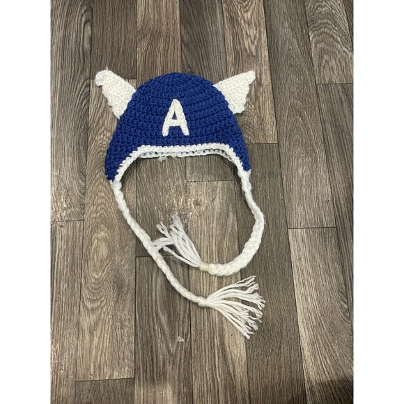 Handmade Crochey Baby Newborn Costume photo prop Captain America Avengers - Picture 2 of 8